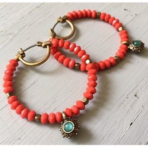 Lucky brand beaded hoop earrings